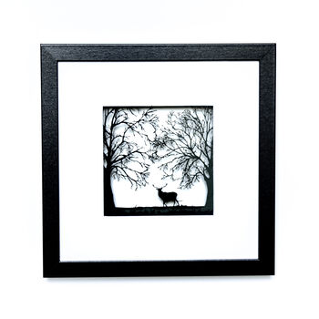 Framed Papercut Stag In The Forest Art, 4 of 6