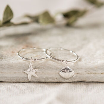 Sterling Silver Seaside Charm Stacking Rings, 5 of 7
