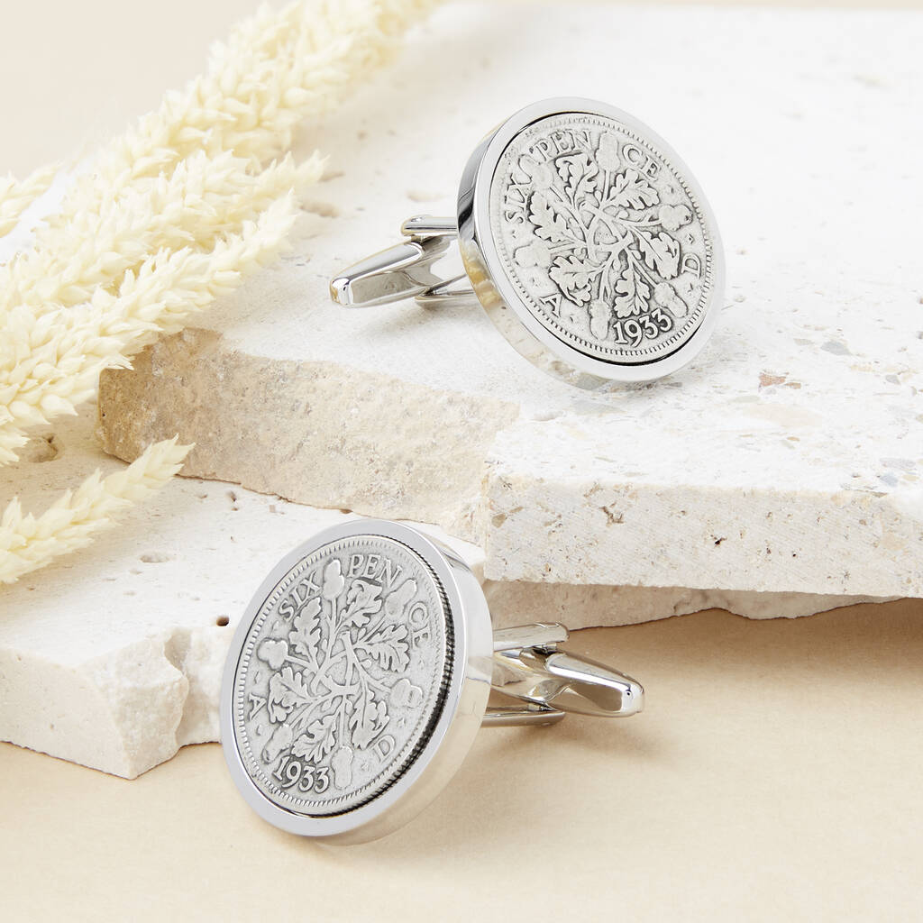 Sixpence Year Coin Cufflinks 1928 To 1967, 1 of 11