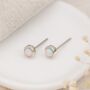 Hammered Sterling Silver Opal Micro Stud Earrings – 4mm, thumbnail 1 of 9