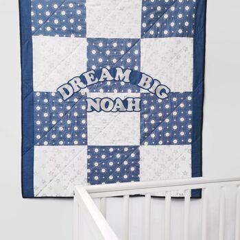 Kids Quilted Blanket Personalised Dream Big,Handmade, 11 of 12