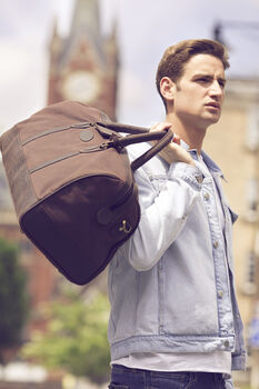 Brown Waxed Canvas And Leather Travel Holdall, 2 of 6