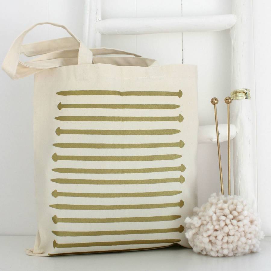 Gold Knitting Needles Project Bag By Kelly Connor Designs