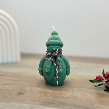 Green Snowman Christmas Decoration Candle, 6 of 8
