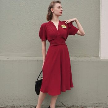 Ruby Dress In Palace Blue Vintage 1940s Style, 3 of 3