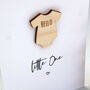 New Baby Card Hello Little One Wooden Babygrow, thumbnail 2 of 5