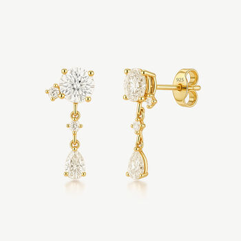 Gold Or Silver Women's Dainty Cluster Drop Stud Earrings, 3 of 6