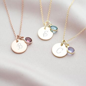 Personalised Sterling Initial Birthstone Necklace, 2 of 12