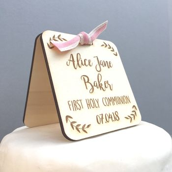 Personalised Wooden First Holy Communion Cake Topper, 3 of 5