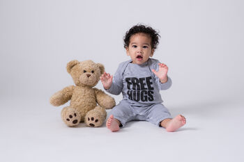 Baby Sleepsuit, Free Hugs, Cotton Babygrow, 5 of 6