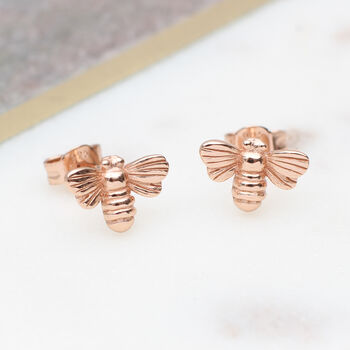 Mini 18ct Gold Plated Bee Stud Earrings, 4 of 9