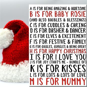 Abc 1st Christmas Mummy Personalised Card, 2 of 4