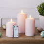 Trio Of Distressed Pastel Pink LED Candles, thumbnail 1 of 3