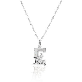 Solid Silver E Initial Necklace With Mother Of Pearl, 2 of 6