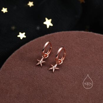 Starfish Huggie Hoop Earrings In Sterling Silver, 5 of 9
