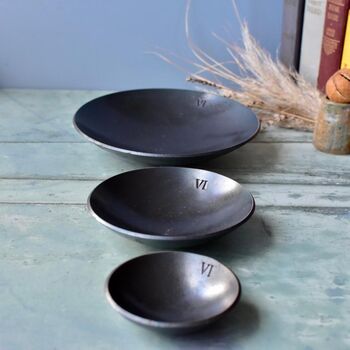 6th Anniversary Gift Set Of Three Iron Pressed Bowls, 6 of 10