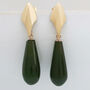 9ct Gold Deco Dropper Earrings With Nephrite, thumbnail 8 of 12