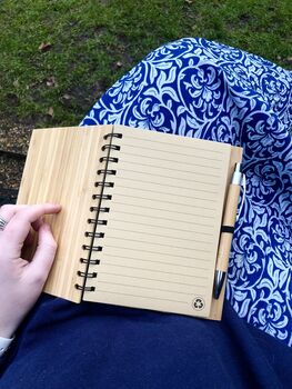 Personalised Bamboo Recipe Book Eco Paper And Pen, 7 of 7
