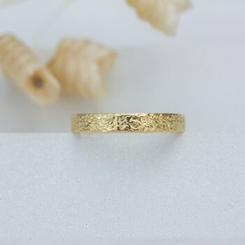 Ocean Waves Ripples Solid Gold Textured Wedding Ring, 6 of 8
