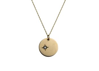 Solid Gold Disc With Star Set Diamond, 2 of 2