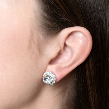 Round Bridal Earrings Made With Swarovski Crystals, 2 of 3
