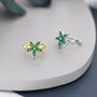 Emerald Green Cz Flower Ear Cuff In Sterling Silver, thumbnail 3 of 8