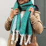 Turquoise Two Tone Winter Scarf, thumbnail 4 of 4