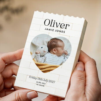 Personalised New Baby Announcement Gift Photo Block, 6 of 10