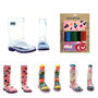 Squelch Transparent Wellies And Three Sock Set Leopard, thumbnail 2 of 7