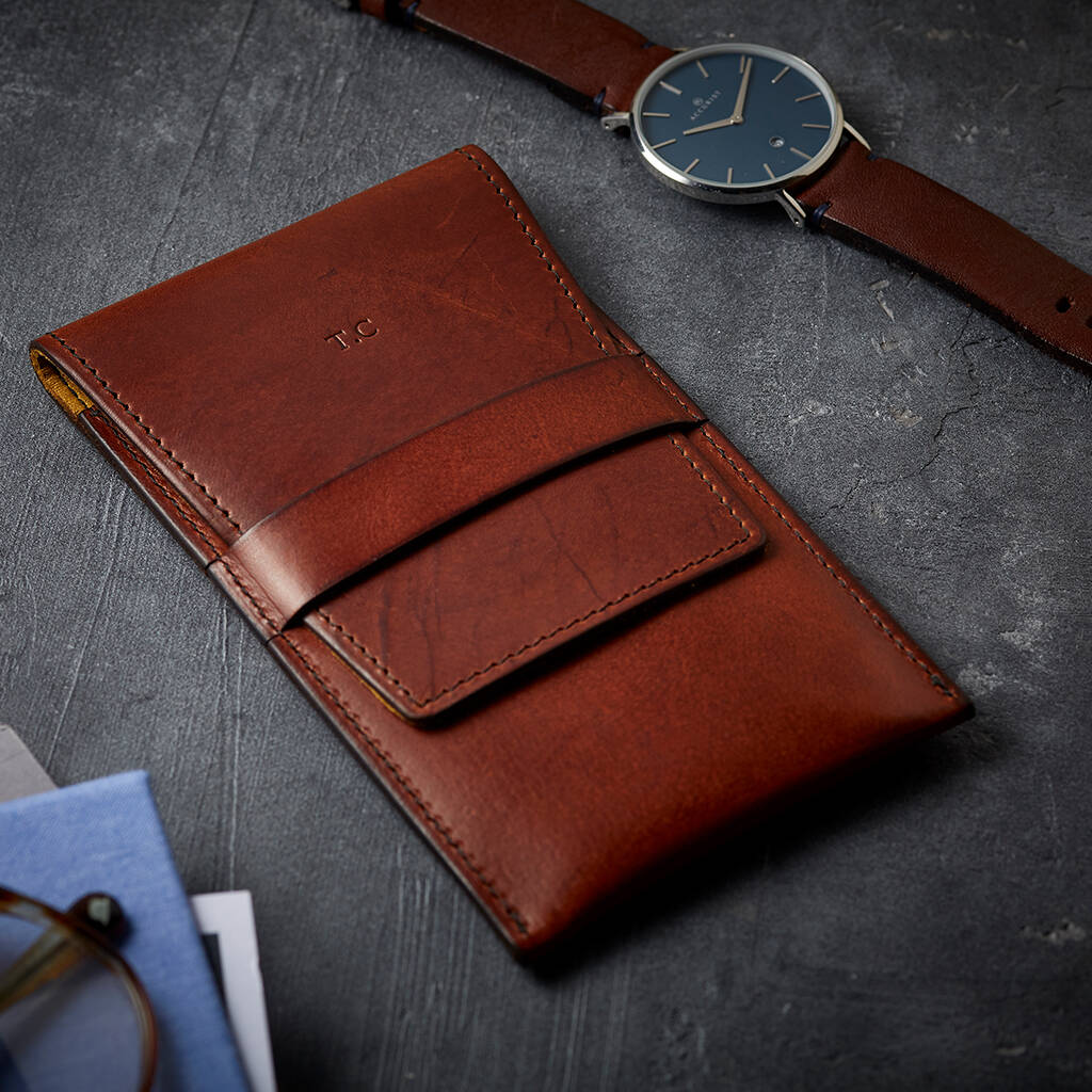 Personalised Leather Watch Travel Case By Man Gun Bear