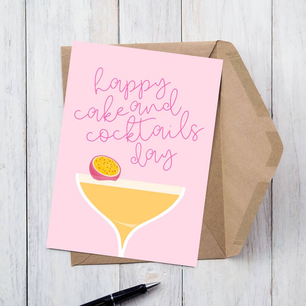 'Happy Cake And Cocktails Day' Greetings Card By Alaina Creates