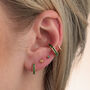 Green Stone Single Cartilage Hoop Earring, 7mm, thumbnail 4 of 6