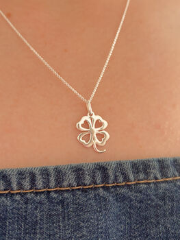 Four Leaf Clover Sterling Silver Necklace, 4 of 7