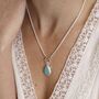 Silver Plated Aqua Birth Stone Teardrop Necklace, thumbnail 3 of 5