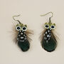 Hand Painted Owl Feather Earrings, thumbnail 6 of 6
