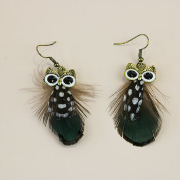 Hand Painted Owl Feather Earrings, 6 of 6