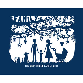 Family Print Or Papercut In Mount, 6 of 12
