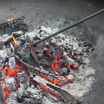 Fire Pit With Grill: Ring Of Logs 90 Swing Arm BBQ Rack, 7 of 9