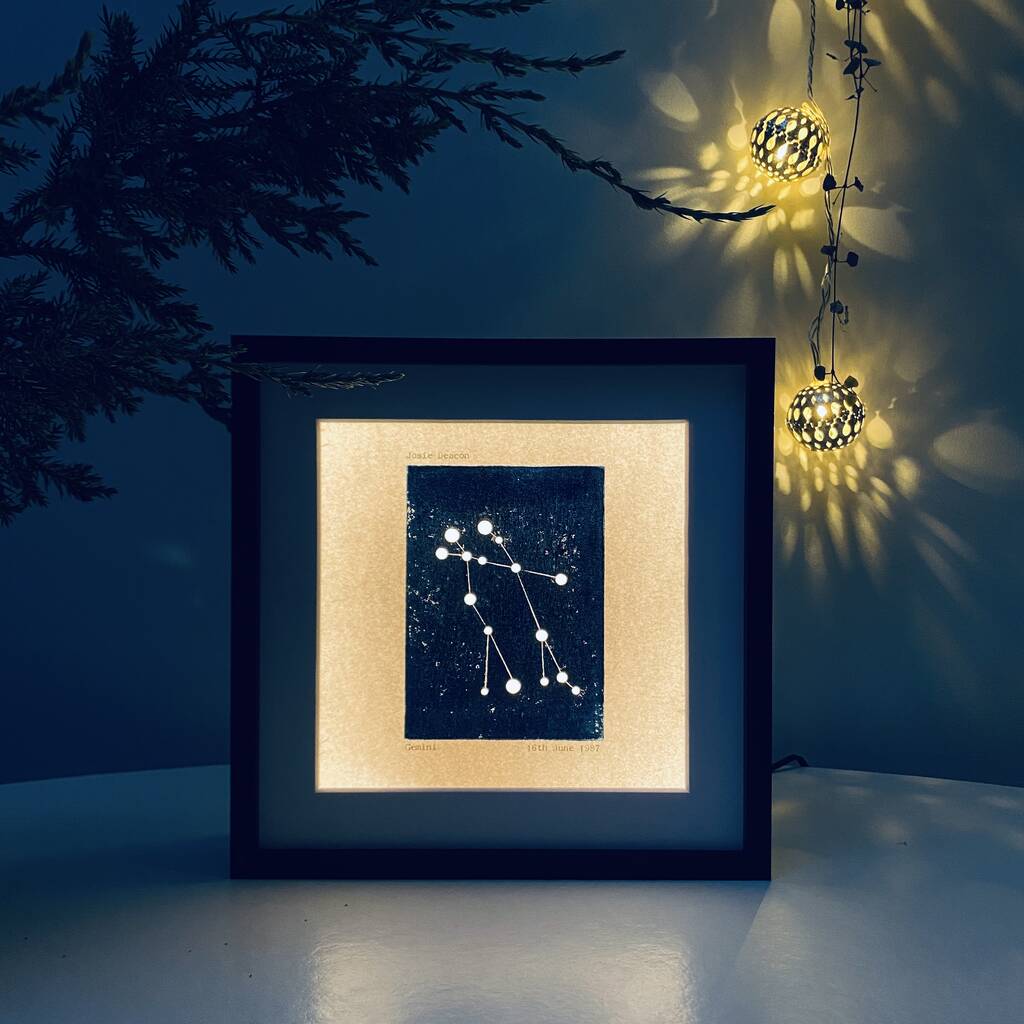 Personalised Gemini Constellation Light Box By Simoons Studio