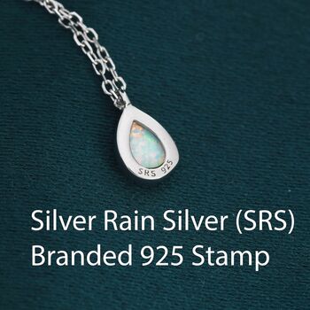Droplet White Opal Pendant Necklace In Sterling Silver, 5 of 10