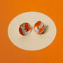 Orange Printed Graphic Silver Ear Studs, thumbnail 4 of 11