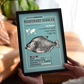 Funny Piranha Art Print, Fish Fact File, 2 of 4