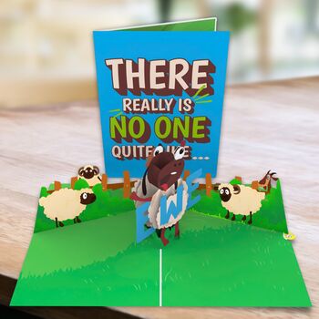 No One Like Ewe! Cheeky Love Card With Silly 3D Pop Up Sheep, 4 of 7