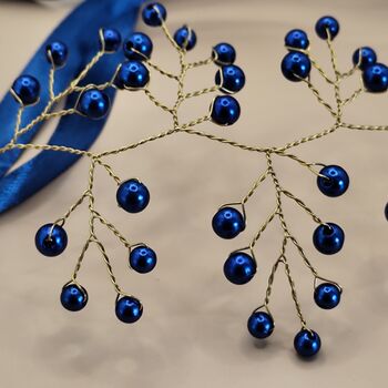 Royal Blue Pearl Wrist Corsage – Gold Or Silver, 7 of 9
