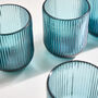 Palermo Set Of Four Blue Ribbed Tumblers, thumbnail 4 of 5