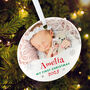My First Christmas Photo Ceramic Disc Hanging Decoration Bauble + Gift Box, thumbnail 4 of 5