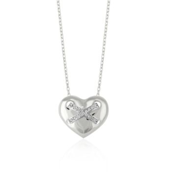 Heart X Necklace In Sterling Silver Gold Vermeil, 8 of 8