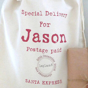 Personalised Santa Express Christmas Sack, 2 of 2