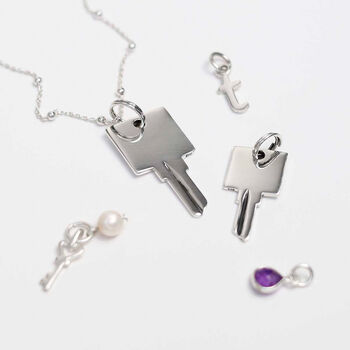 Sterling Silver Key Necklace Large, 4 of 7
