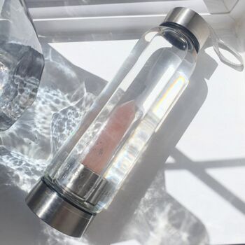 Rose Quartz Crystal Glass Water Bottle For Self Love, 5 of 6